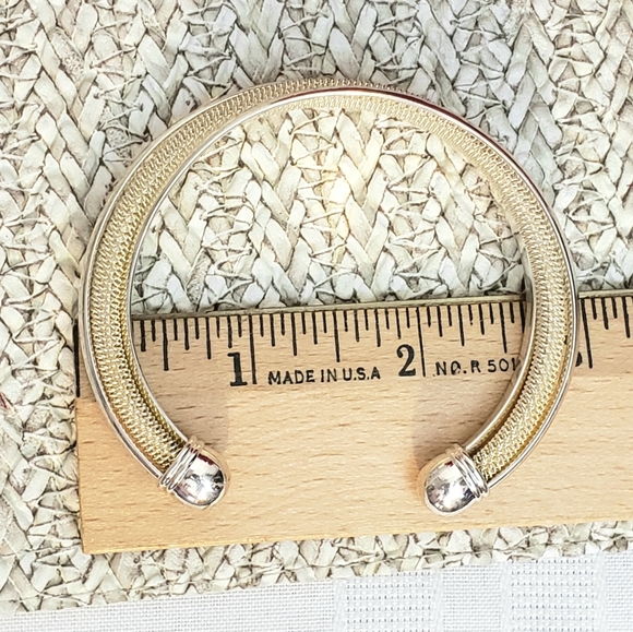 Two Diff Silver Tone Unique Curvy Micro Wire Mesh Cuff Bracelet - Picture 10 of 12